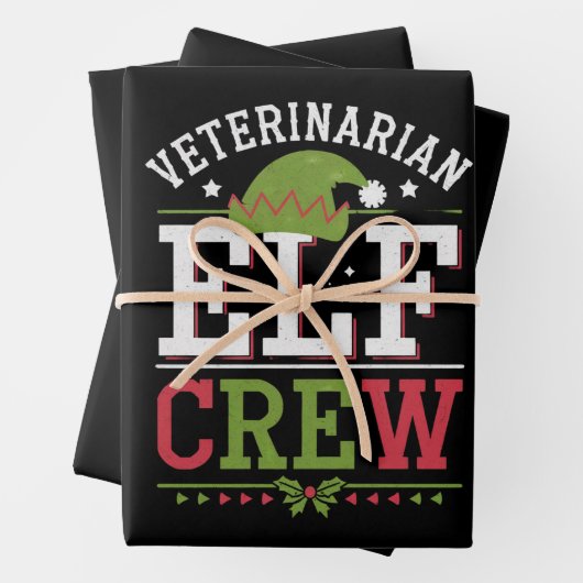 Veterinär-Weihnachtself Geschenkpapier Set (Beispiel)