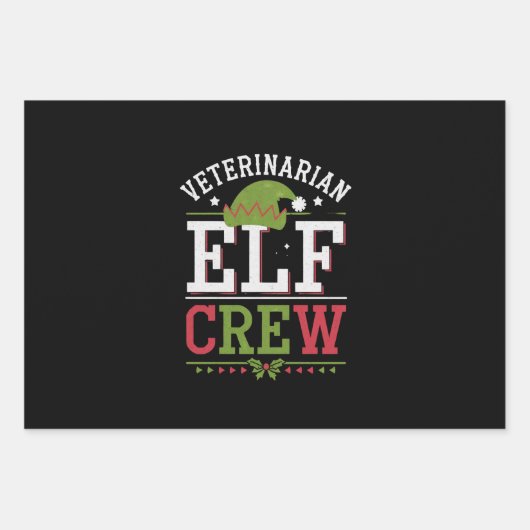 Veterinär-Weihnachtself Geschenkpapier Set (Vorderseite)