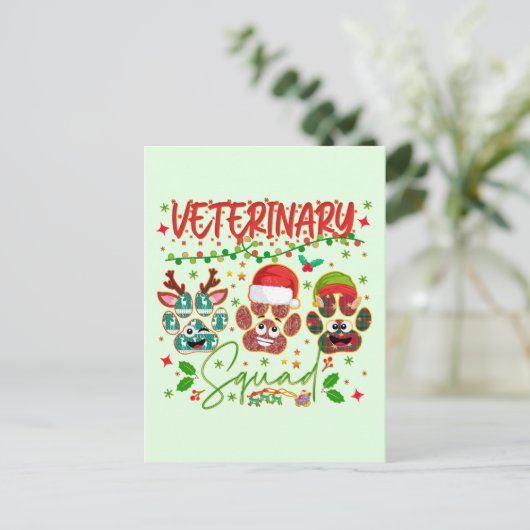 Veterinär-Weihnachtskommando Postkarte (Stehend Vorderseite)