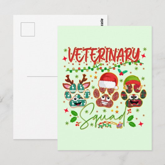 Veterinär-Weihnachtskommando Postkarte (Vorne/Hinten)