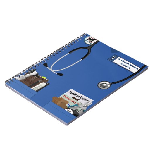 Veterinärblau scheuert sich u. Taschen-Entwurf Notizblock (Linke Seite)