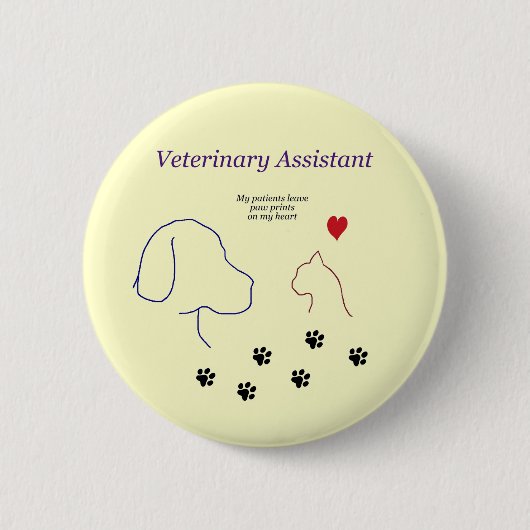 Veterinärc$assistent-tatze Drucke auf meinem Button (Vorderseite)