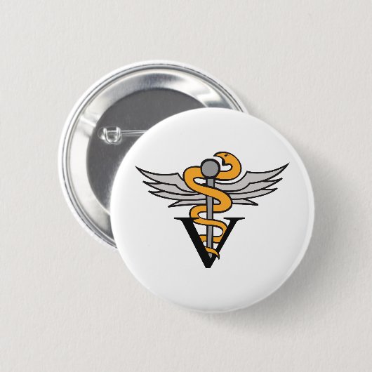 VETERINARIAN CADUCEUS BUTTON (Vorne & Hinten)