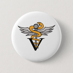 VETERINARIAN CADUCEUS BUTTON