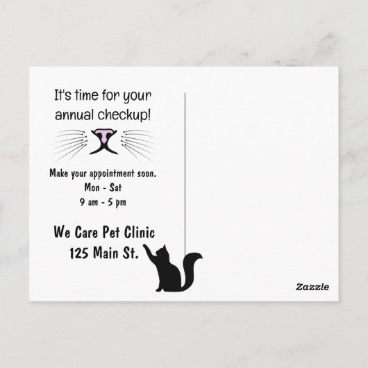 Veterinarian Cat With Stethoscope Postkarte (Rückseite)