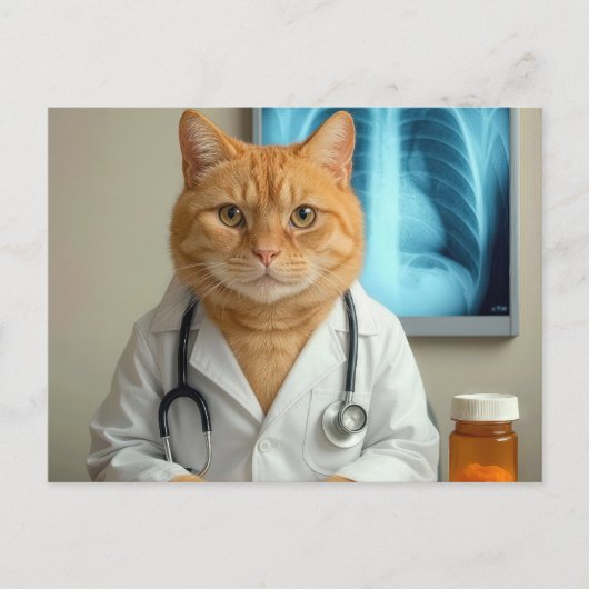 Veterinarian Cat With Stethoscope Postkarte (Vorderseite)