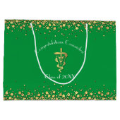 Veterinarian Graduation Green Gold Große Geschenktüte (Rückseite)
