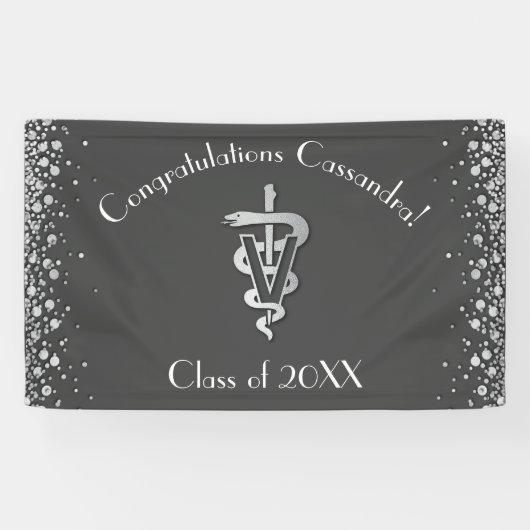 Veterinarian Graduation Grey Silver Banner (Horizontal)