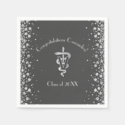 Veterinarian Graduation Grey Silver Serviette (Vorderseite)