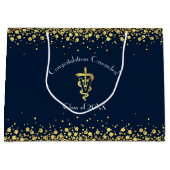 Veterinarian Graduation Navy Blue Gold Große Geschenktüte (Vorderseite)