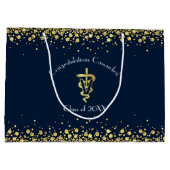 Veterinarian Graduation Navy Blue Gold Große Geschenktüte (Rückseite)