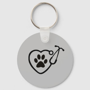 Veterinarian Hear Paw Print Keychain Gift Schlüsselanhänger
