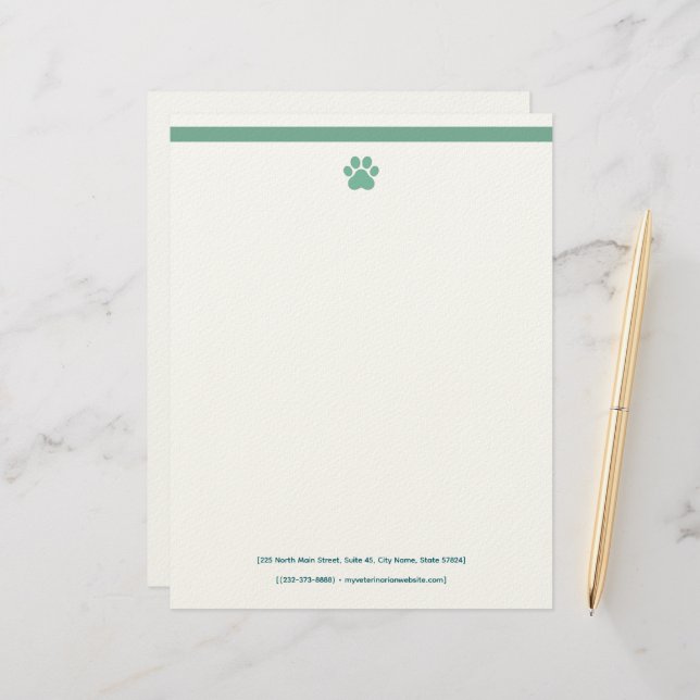 Veterinarian Letterhead Template | Formal Briefbogen (Vorderseite/Rückseite Beispiel)