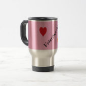 Veterinarian-Orange Paw Print and Heart on Pink Reisebecher (Vorderseite Links)