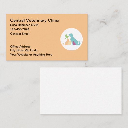 Veterinarian Pastel Color Business Cards Visitenkarte (Vorne/Hinten)