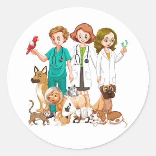 Veterinarian People Background Runder Aufkleber (Vorderseite)