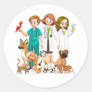 Veterinarian People Background Runder Aufkleber
