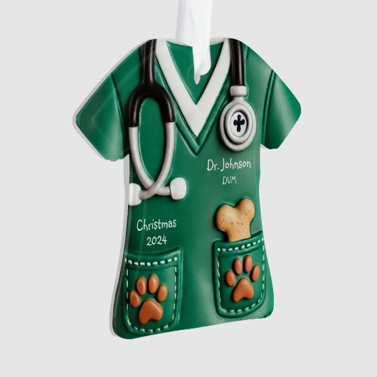 Veterinarian Scrub Shirt Personalisiert Ornament (Vorderseite)