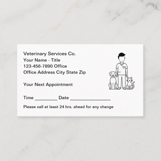 Veterinarian Veterinary Office Appointment Cards Terminkarte (Vorderseite)