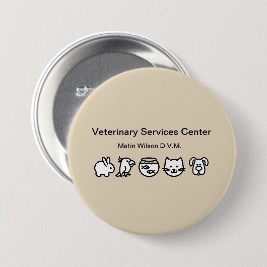Veterinarian Veterinary Staff Name Pin Button (Vorne & Hinten)