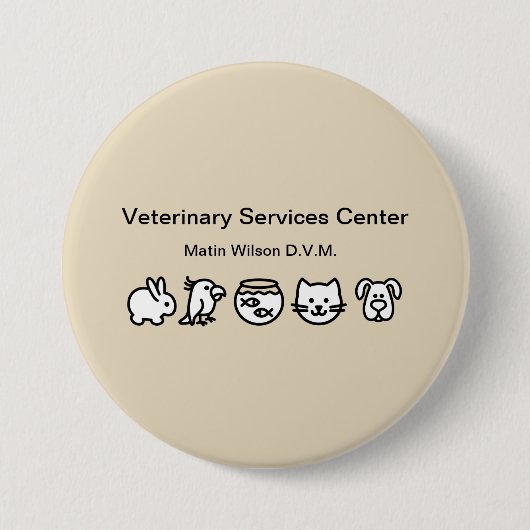 Veterinarian Veterinary Staff Name Pin Button (Vorderseite)