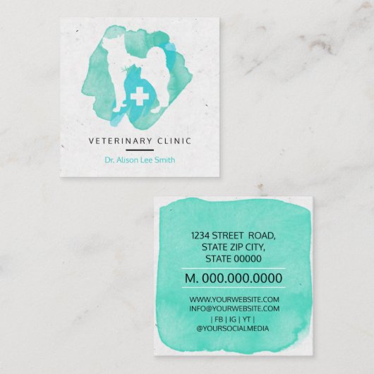 Veterinärklinik für Kreuzmedizin  Quadratische Visitenkarte (Vorne/Hinten)