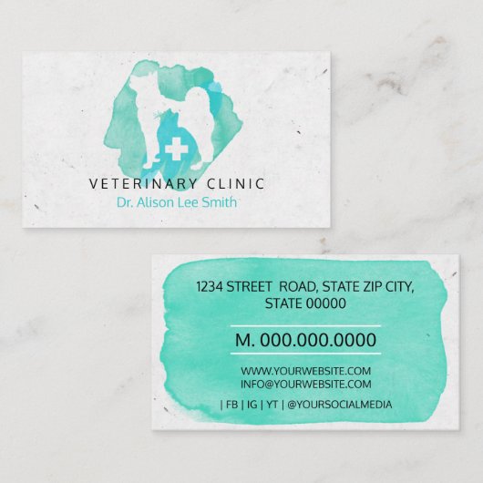 Veterinärklinik-Kreuzung Veterinärmedizinisch  Visitenkarte (Vorne/Hinten)