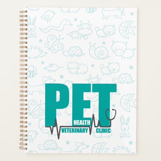 Veterinärklinik Modernes Aquamarines Doodle-Logo Planer (Vorderseite)