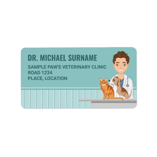 Veterinärklinik Tierarzt Tierarzt Tierärztin Blue Adressaufkleber (Vorne)