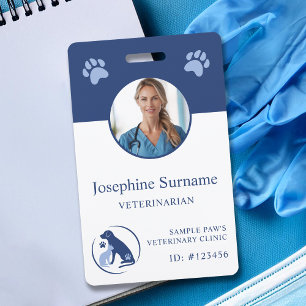 Veterinärklinische Foto-ID Blue Dog and Cat Logo Ausweis