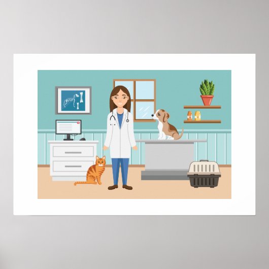 Veterinärklinische Veterinärmedizin Frau mit Katze Poster (Vorne)