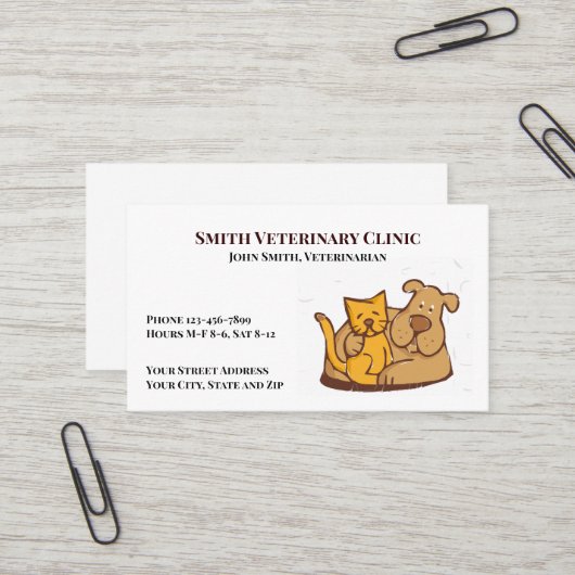 Veterinärklinische Visitenkarte (Vorderseite/Rückseite Beispiel)