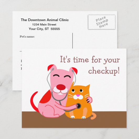 Veterinärkontrollen Erinnerung Postkarte (Vorne/Hinten)