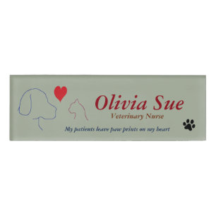 Veterinärkrankenschwester-Tatzen-Drucke auf meine Namenschild