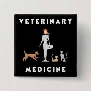 Veterinärmedizin-geometrische Frau Button