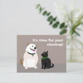 Veterinärmedizinische Checkup-Erinnerung Postkarte (Stehend Vorderseite)