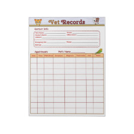Veterinärmedizinische Platten Notizblock