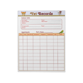 Veterinärmedizinische Platten Notizblock