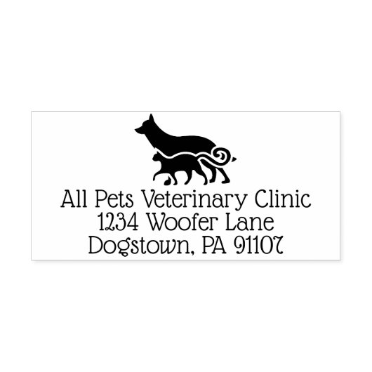 Veterinärmedizinische Rücksendeadresse 2.9" x 1.4" Permastempel (Design)