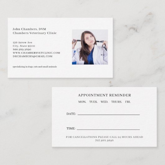 Veterinärmedizinisches Foto Business & Ernennung E Visitenkarte (Vorne/Hinten)