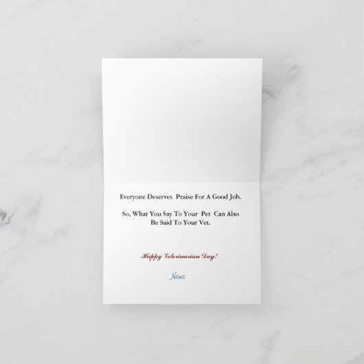 VeterinärTagesbewertung oder Dankeschön-Karte Karte (Innenseite)
