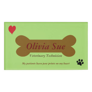 Veterinärtechniker-Tatze druckt auf meinem Herzen Namenschild
