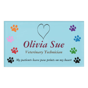 Veterinärtechniker-Tatze druckt auf meinem Herzen Namenschild