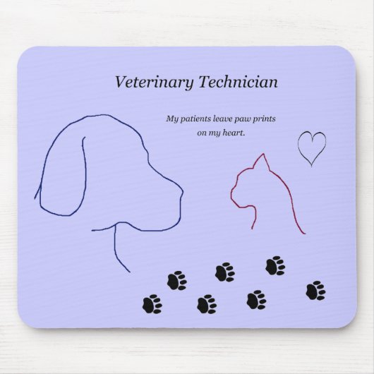 Veterinärtechniker - Tatzen-Drucke auf meinem Mousepad (Vorne)