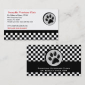 Veterinärtiertatzen-Logo-Schachbrett Visitenkarte (Vorne/Hinten)