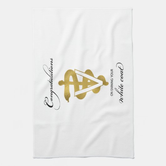 Veterinärweißes Coat Zeremonie Glückwunsch Geschirrtuch (Vertikal)