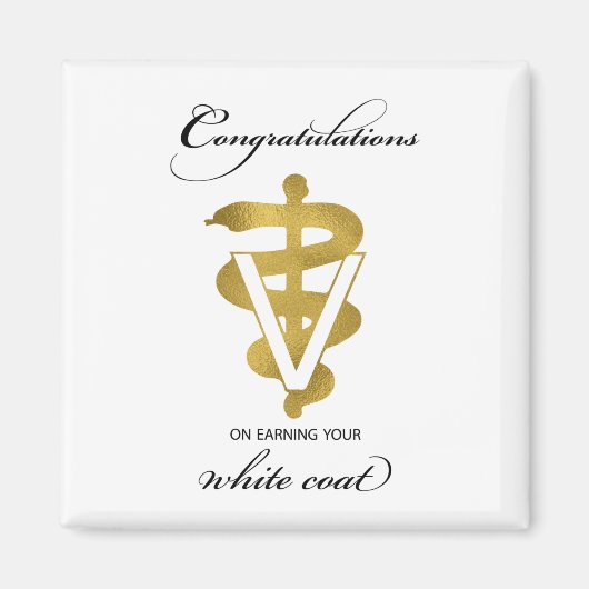Veterinärweißes Coat Zeremonie Glückwunsch Magnet (Vorne)