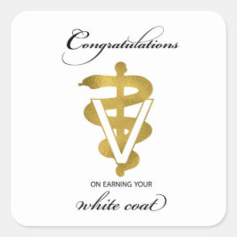 Veterinärweißes Coat Zeremonie Glückwunsch Quadratischer Aufkleber