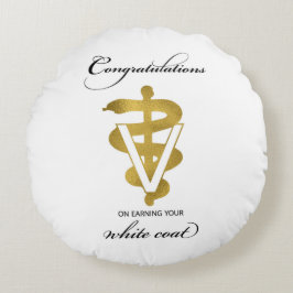 Veterinärweißes Coat Zeremonie Glückwunsch Rundes Kissen
