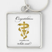 Veterinärweißes Coat Zeremonie Glückwunsch Schlüsselanhänger (Vorne)